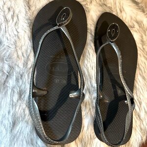 Havaiana Sandals with Bold Pyrite Teardrop, Sz 39-40